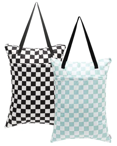 Miniatura 15 de ALVABABY Paquete de 2 pañales grandes para colgar en seco y húmedo, impermeables, con bolsillos dobles con cremallera, 25 x 18 pulgadas