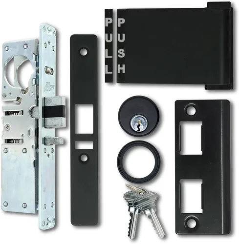 Miniatura 9 de Summit Doorware Adams Rite Style Latch - Kit de manija de salida con cilindro de mortaja y llaves, puerta de empuje a izquierda