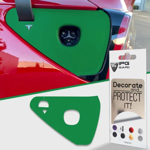 Miniatura 19 de IPG para Tesla - Calcomanías adhesivas de envoltura de puerto de carga, emblema para bricolaje, personaliza el modelo 3-Y (rosa)