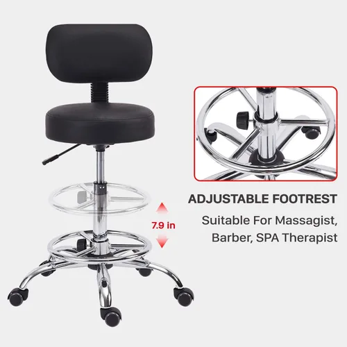 Miniatura 6 de KLASIKA Silla giratoria de dibujo con soporte trasero y reposapiés ajustable, silla de escritorio de oficina multiusos para bar, cocina, tienda