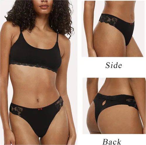 Miniatura 2 de LEVAO Tangas de algodón para mujer, tangas de algodón sexy con espalda en T, ropa interior cómoda, paquete múltiple S-XL