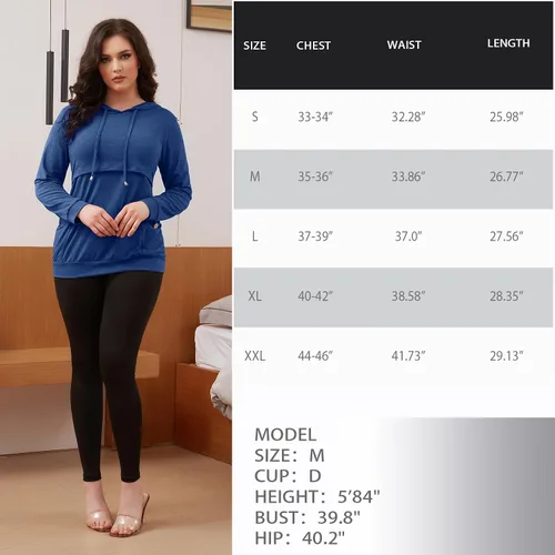 Miniatura 72 de GINKANA Sudadera con capucha para mujer, manga larga, lactancia materna, ropa casual