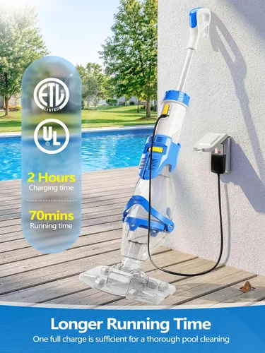 Miniatura 6 de LanOcean Aspiradora de piscina inalámbrica para piscina enterrada, flujo ajustable, cabezal de cepillo transparente, limpieza visible, potente