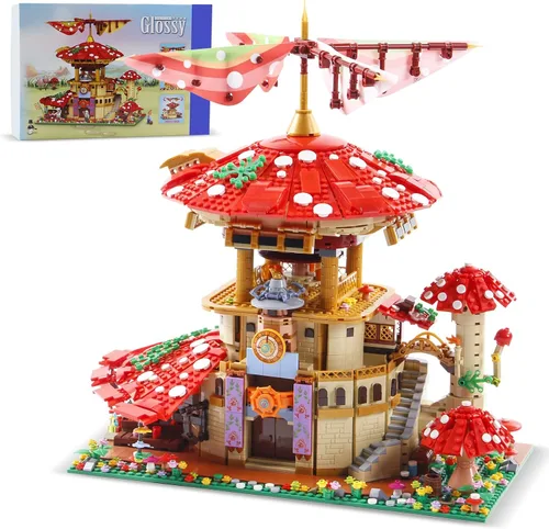 Miniatura 7 de 1881 piezas de bloques de construcción de cabaña de madera de pueblo pesquero con iluminación LED, ideales creativos, juegos de construcción
