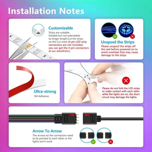 Miniatura 6 de Nexillumi Luces LED para dormitorio de 100 pies con sincronización de música que cambian de color, tira de luces LED inteligentes con control remoto