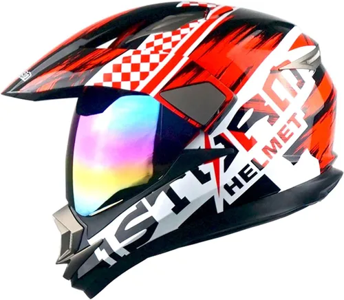 Miniatura 13 de 1Storm Casco Deportivo Dual Motocicleta Cara Completa Motocross Todoterreno Bicicleta Color Negro Mate
