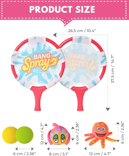 Miniatura 7 de Juego de pelota de remo de agua con 2 bolas flotantes de animales y 2 bolas flotantes, juego de pelota de remo de playa para niños y adultos