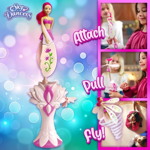 Miniatura 4 de Muñeca voladora Sky Dancers – Fantasía Fucsia Original juguete nostálgico de los 90 que realmente vuela Funciona con cuerda, no necesita