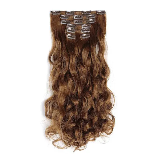 Miniatura 14 de OneDor® Extensiones de cabello sintético rizado de 20 pulgadas, 7 unidades, 4.53 oz (#99J rojo vino)