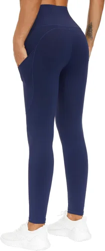 Miniatura 3 de THE GYM PEOPLE Pantalones de yoga gruesos de cintura alta con bolsillos, control de abdomen, leggings de yoga para mujer
