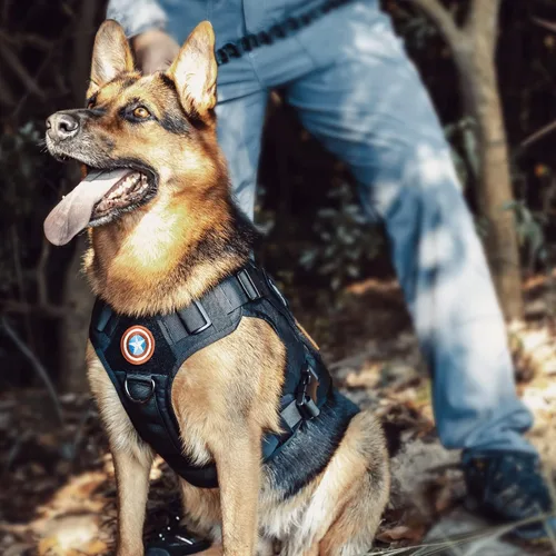Miniatura 8 de OneTigris - Arnés táctico con mango para perro, arnés para perros grandes, chaleco de perro de servicio sin tirones con paneles de gancho y bucle
