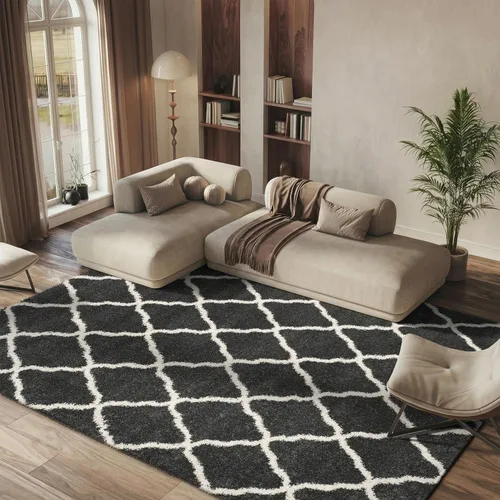 Miniatura 22 de SAFAVIEH Hudson Shag Collection - Alfombra extragrande de 11 x 15 pies, diseño de enrejado, no desprende pelusa y de fácil cuidado, 2 pulgadas