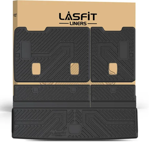 Miniatura 14 de LASFIT Juego completo de tapetes de elastómero termoplástico para todo tipo de clima de ajuste personalizado para automóviles, de 1ª y 2ª fila, 3