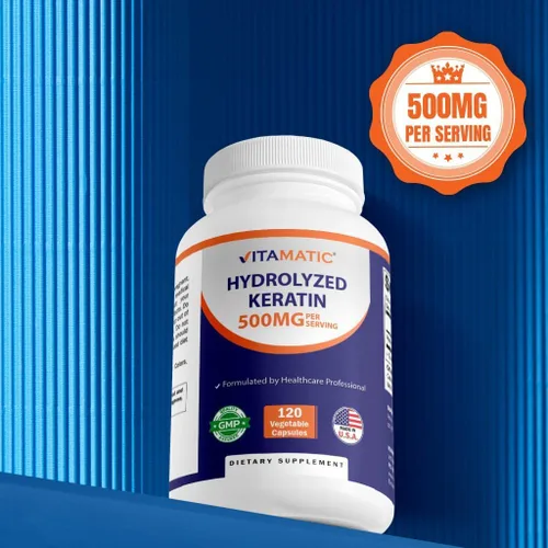 Miniatura 5 de Vitamatic Queratina hidrolizada de 500 mg por porción – 120 cápsulas vegetarianas – Suplementos de queratina para cabello sano, piel y uñas