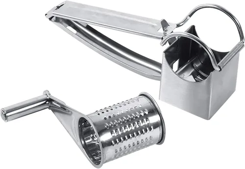 Miniatura 9 de Rallador de cocina multifuncional para manualidades rotativo de acero inoxidable para queso, 1 tambores Diseño elegante, herramienta de trituración
