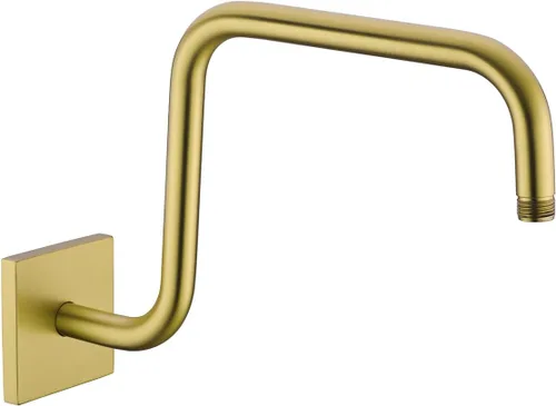 Miniatura 12 de Brazo de ducha de cuello de cisne de 16 pulgadas, extensión de cabezal de ducha dorado con brida única, conexión estándar de 1/2 pulgada Brida