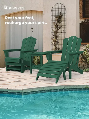Miniatura 4 de KINGYES Otomana Adirondack plegable para silla Adirondack, color verde