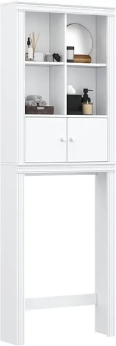 Miniatura 6 de Spirich Gabinete de almacenamiento sobre el inodoro, armario de almacenamiento sobre el inodoro con puertas, ahorro de espacio de baño Blanco