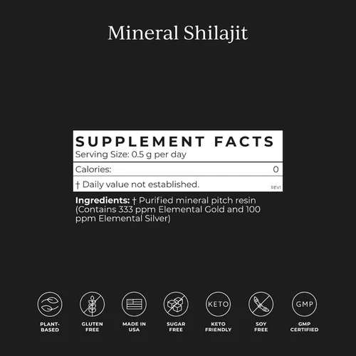 Miniatura 5 de CYMBIOTIKA Resina Shilajit pura del Himalaya de 500 mg – 84+ oligoelementos minerales, alta potencia con oro elemental y ácido fúlvico