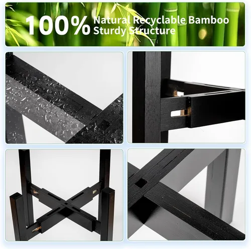Miniatura 4 de Soporte ajustable de bambú para plantas de interior, soporte para macetas de 8 a 12 pulgadas para sala de estar, dormitorio, esquina, estante