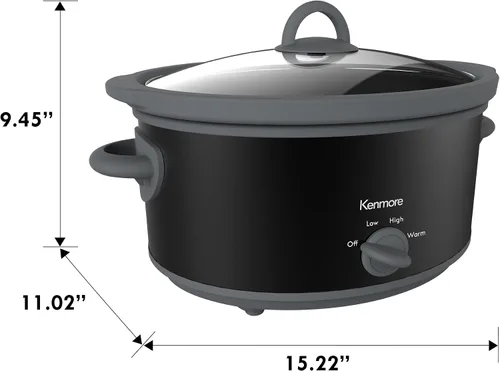 Miniatura 6 de Kenmore 88918 Olla de cocción lenta de 5 cuartos de galón en negro