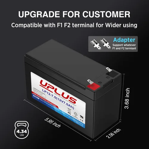 Miniatura 2 de UPLUS - Batería de alarma de seguridad de 12V 7Ah, batería recargable SLA para alarmas de incendio domésticas, puertas de garaje, Razor E200 E200S