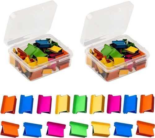Miniatura 13 de Dispensador de Clips de Papel Portátil Reutilizable - Capacidad de 40 Hojas, 2 Dispensadores con 100 Clips de Repuesto (50 Plateados + 50 de Color)