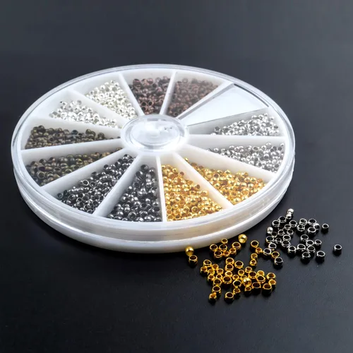 Miniatura 4 de Aylifu 2250 cuentas de tubo para hacer joyas, extremos redondos y sueltos, cuentas espaciadoras de metal para hacer joyas, 2 tamaños, 6