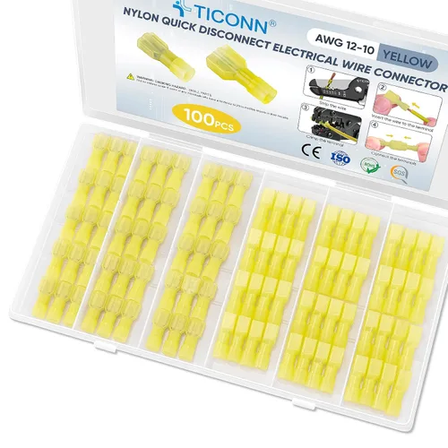 Miniatura 8 de TICONN Juego de 200 piezas de conectores con desconexión rápida de pala de nylon, terminales eléctricas aisladas, juego de variedad de terminales
