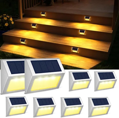 Miniatura 8 de JSOT - Luces solares de exteriores para terraza, impermeable, funciona con energía solar, luz led inalámbrica para pasarela, patio, escaleras