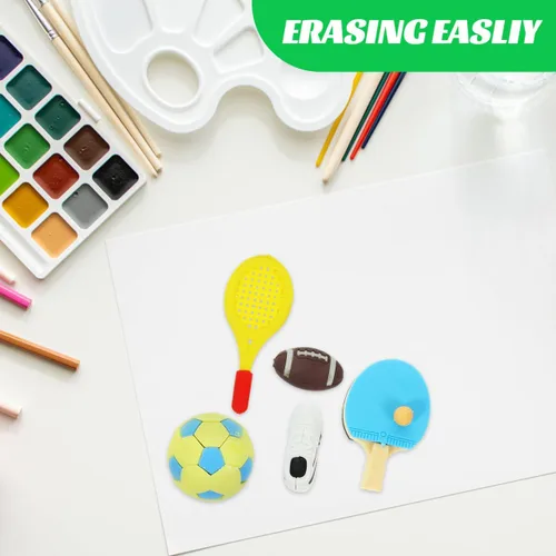 Miniatura 9 de NUOBESTY Creative Sports Erasers - Juego de 50 borradores de goma para fútbol, baloncesto, mini papelería para niños, recuerdos de fiesta
