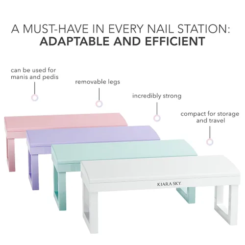 Kiara Sky Reposabrazos profesional para uñas para estaciones de técnico de manicura y pedicura, resistente a la acetona y al agua (azul)