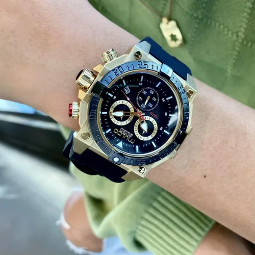 Miniatura 5 de MULCO Reloj para hombre Kripton de acero inoxidable con correa de silicona Movimiento cronógrafo de cuarzo Pantalla analógica premium, resistente al