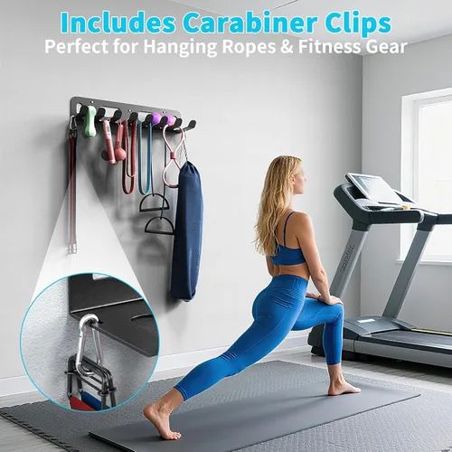 Miniatura 6 de KHAMAL Multi-Purpose Gym Equipment Storage Rack for Resistance Bands - Gym Wall Storage for Exercise Bands, Yoga mat, Jump Ropes, Weight Belts, Negro