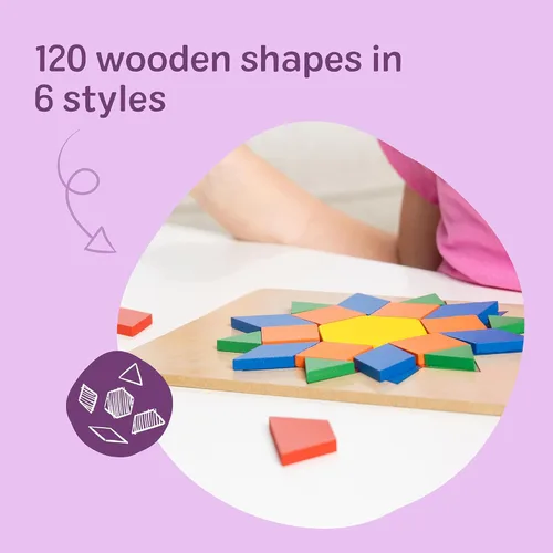 Miniatura 2 de Melissa & Doug, Juego clásico de bloques de patrones y pizarras, Estándar, Multi