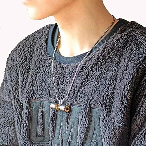 Miniatura 3 de JAJAFOOK Jewelry - Collar con dije de cadena de mancuernas de acero inoxidable para hombre y mujer