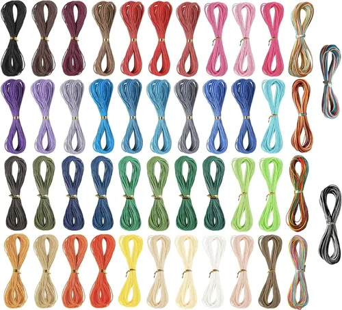 Miniatura 9 de 40 colores de cuerda de poliéster encerado de 0.039 pulgadas, hilo recubierto de cera para hacer joyas, cuerda encerada para hacer pulseras de 25