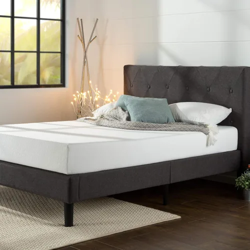 Miniatura 12 de Zinus Billie - Base de cama con plataforma, cuatro cajones de almacenamiento debajo de la cama, cabecera ajustable en altura, estilo tapizado, Gris