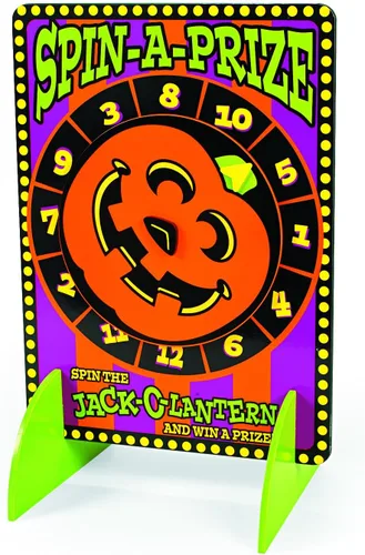 Fun Express Rueda giratoria de premios con soporte, juegos de carnaval de Halloween para niños y adultos, rueda giratoria para premios, juegos de