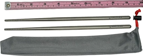 Miniatura 4 de Valtcan Palillos de titanio de 9 pulgadas, 0.95 oz, ultraligeros, puntas ranuradas, cero sabor metálico, extremos cuadrados antivuelco, palillo