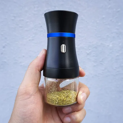 Miniatura 4 de Spacenight Molinillo eléctrico de hierbas compacto para capullos de flores, recargable por USB, 2 cámaras de vidrio de 1.7 onzas, ideal para llevar