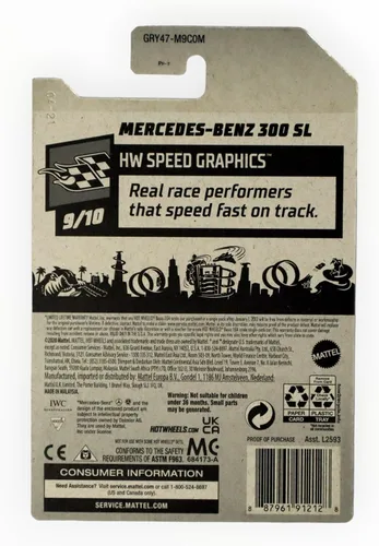 Miniatura 2 de DieCast Hotwheels Benz 300 SL - HW Speed Graphics 9/10 [Plata] 196/250
