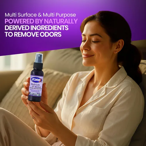 Miniatura 7 de ZORBX Refresh & Relax - Spray removedor de olores de 2 onzas con lavanda y citronela, solución permanente, ambientador y ambientador en aerosol