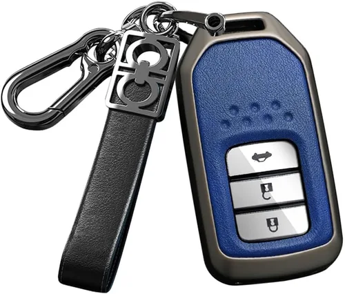 ontto Funda de metal y cuero para llave de automóvil para Honda Civic Accord Pilot CRV HRV CRZ Fit Odyssey JED Crosstour Ridgeline Crider Spirior
