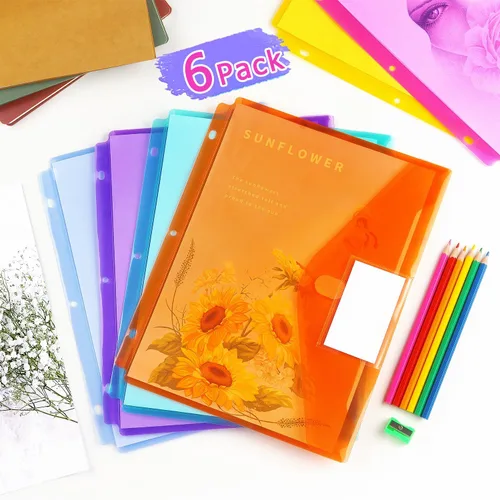 Miniatura 6 de Tamaki Paquete de 6 bolsillos para carpeta, carpetas de plástico con etiqueta, organizador para carpeta, separadores para carpeta con bolsillos