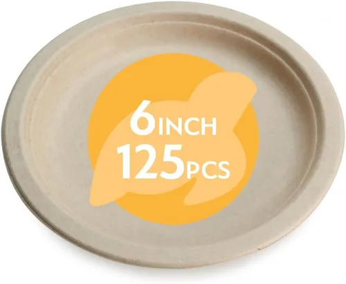 Miniatura 7 de Platos de papel desechables 100 % compostables a granel [10 pulgadas, 3 comp 400 paquetes], platos de bambú, ecológicos, biodegradables, resistentes