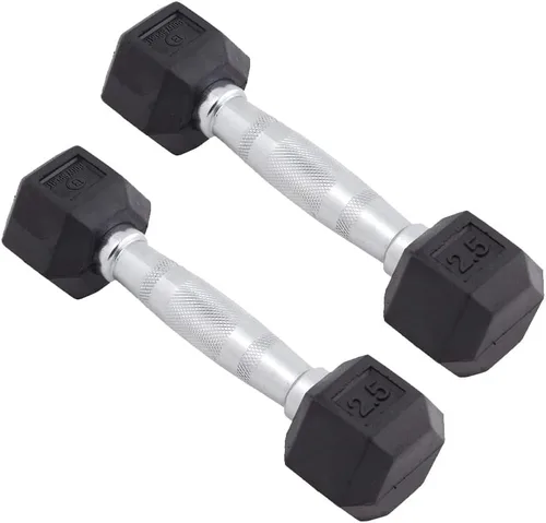 Miniatura 7 de Body Sport Mancuernas hexagonales con revestimiento de goma, par de mancuernas para ejercicios, equipo de entrenamiento de fuerza, accesorios