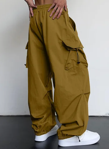 Miniatura 3 de JMIERR Pantalones cargo holgados para hombre, estilo casual, de paracaídas, holgados, con bolsillos, para uso urbano