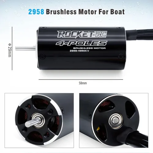 Miniatura 4 de 2958 Motor de barco RC sin escobillas, Superar Hobby 4950KV Motor sin escobillas con juego de enfriamiento para barco RC
