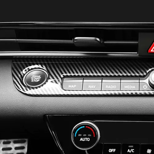 Miniatura 4 de Cubierta de Botón de Arranque y Parada de Coche de Una Pieza Estilo Fibra de Carbono Accesorios de Interior de Coche Compatible con Hyundai Elantra
